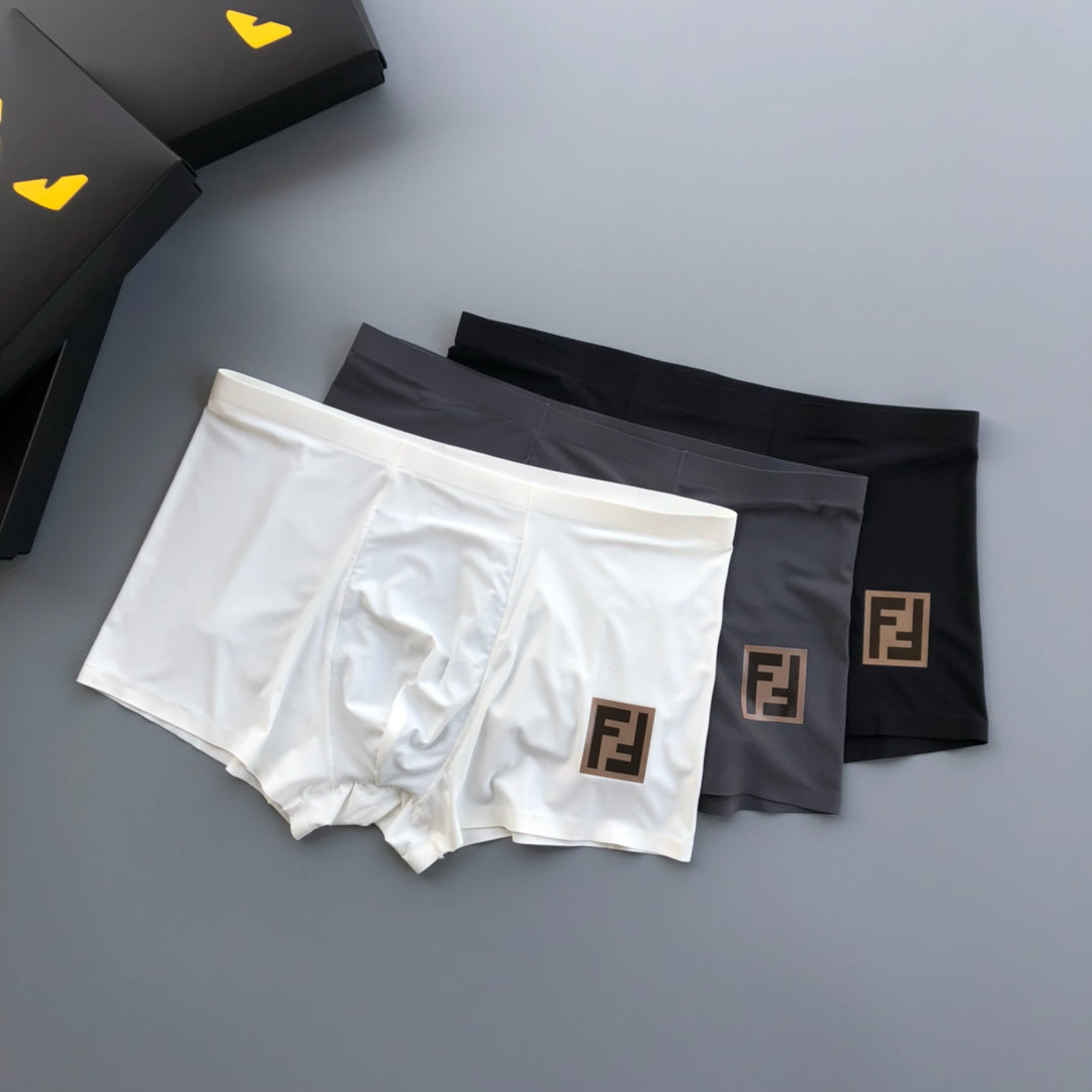 Fendi White Grey Black Small Square Leg Patch Boxer Briefs, image 1