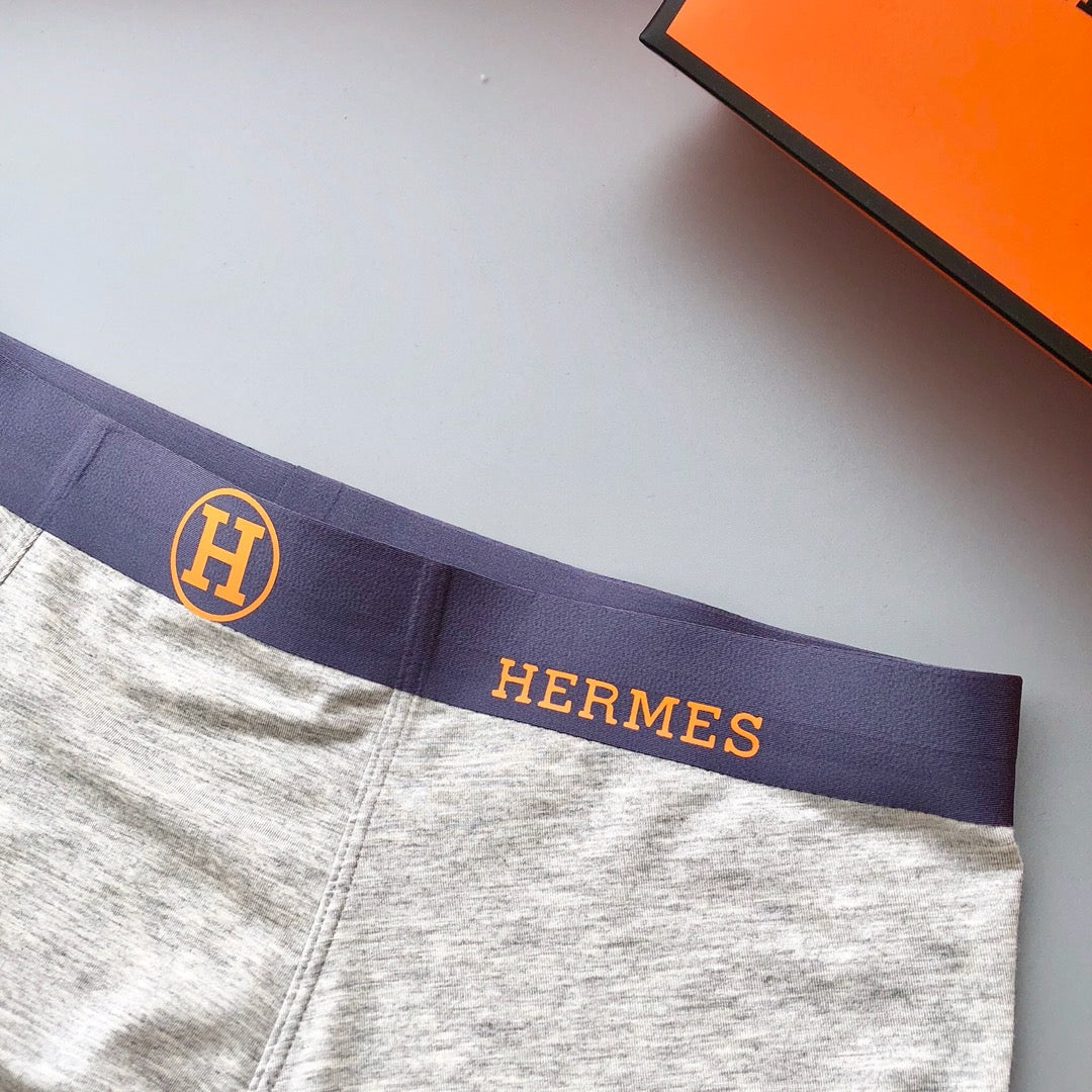 Hermès White Grey Burgundy Gold Waist Letters Boxer Briefs, image 7