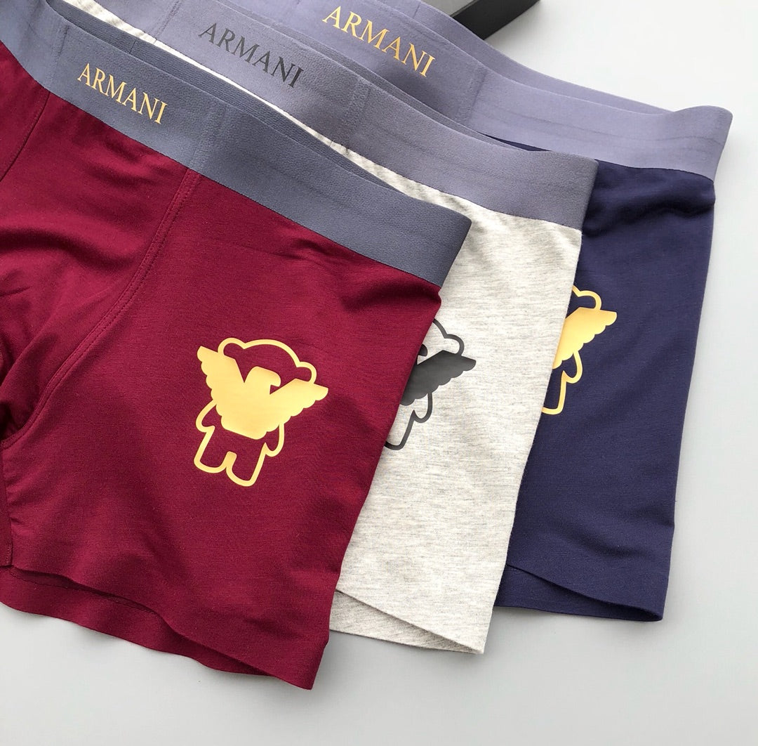 Emporio Armani White Navy Burgundy Gold Wing Boxer Briefs, image 2