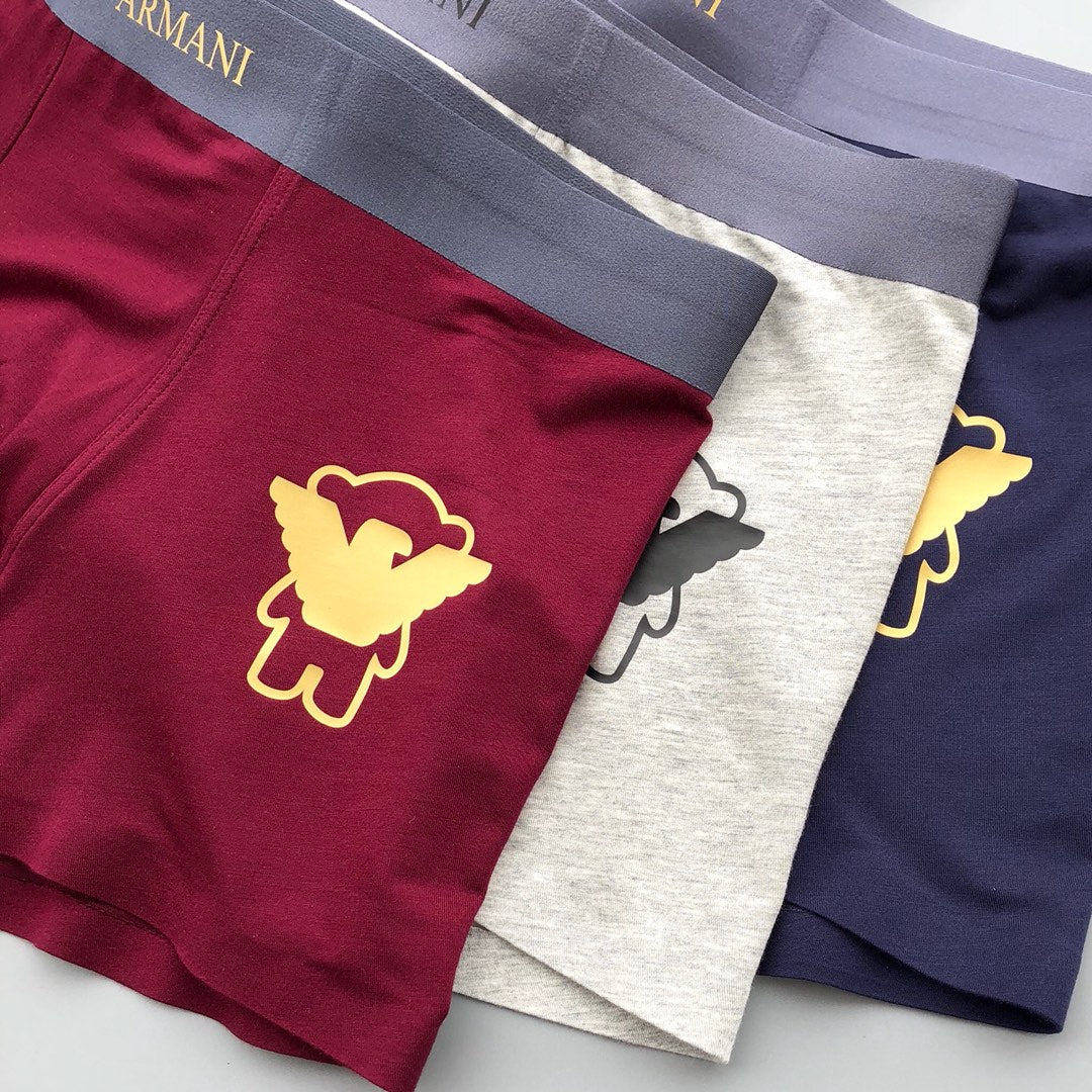 Emporio Armani White Navy Burgundy Gold Wing Boxer Briefs, image 3