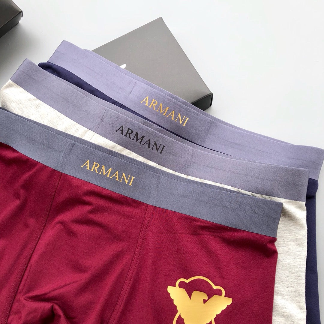 Armani Burgundy Bear Emblem Boxer Briefs, Box of 3, gallery image 4