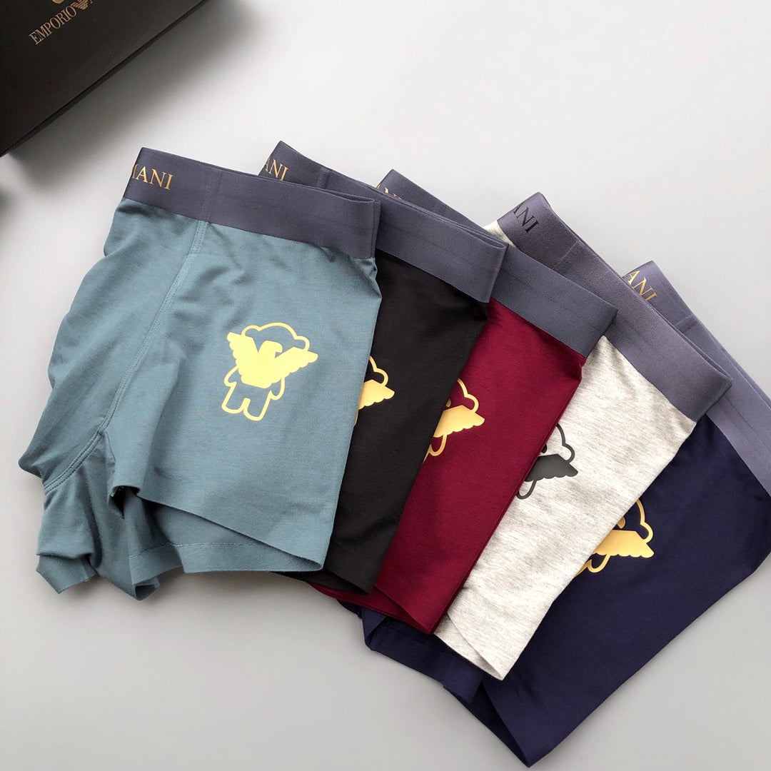 Emporio Armani White Navy Burgundy Gold Wing Boxer Briefs, image 6