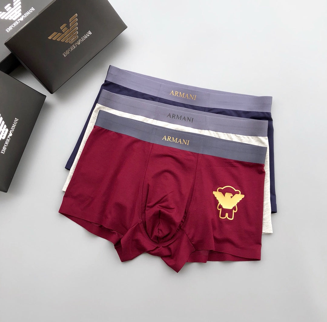 Armani Burgundy Bear Emblem Boxer Briefs, Box of 3, gallery image 5