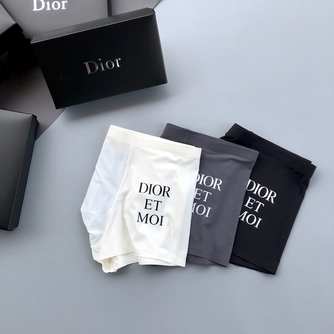 Dior Black White Stacked Wordmark Panel Boxer Briefs, image 1