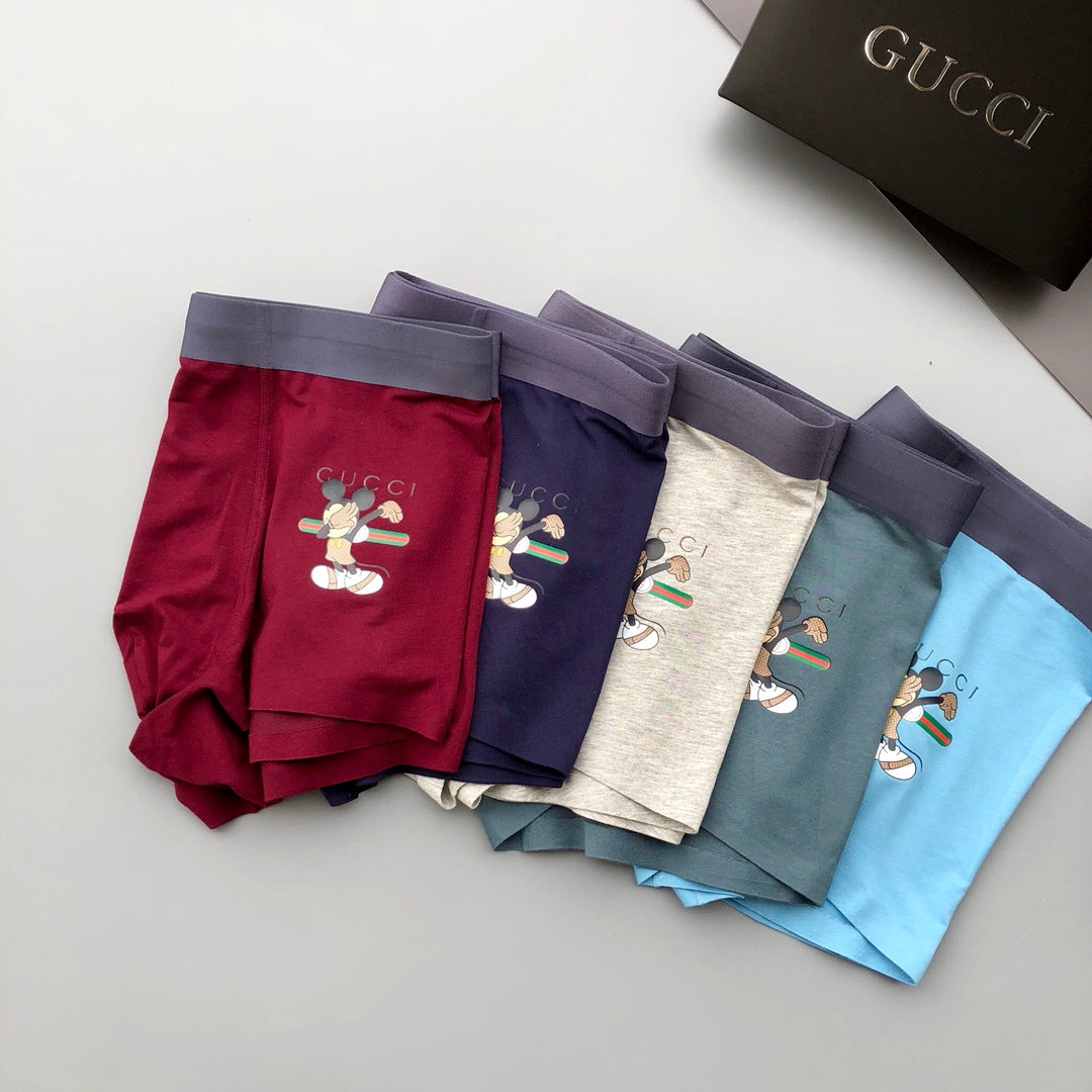 Gucci Burgundy Cream Blue Small Figure Boxer Briefs, image 1