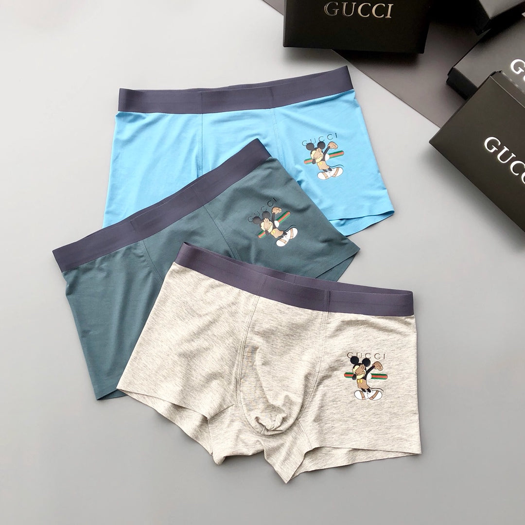 Gucci Burgundy Cream Blue Small Figure Boxer Briefs, image 2