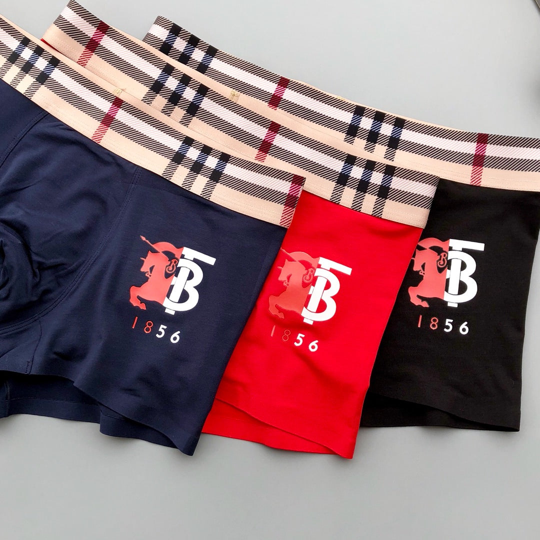 Burberry Red Black Navy Ornamental B Boxer Briefs, image 5