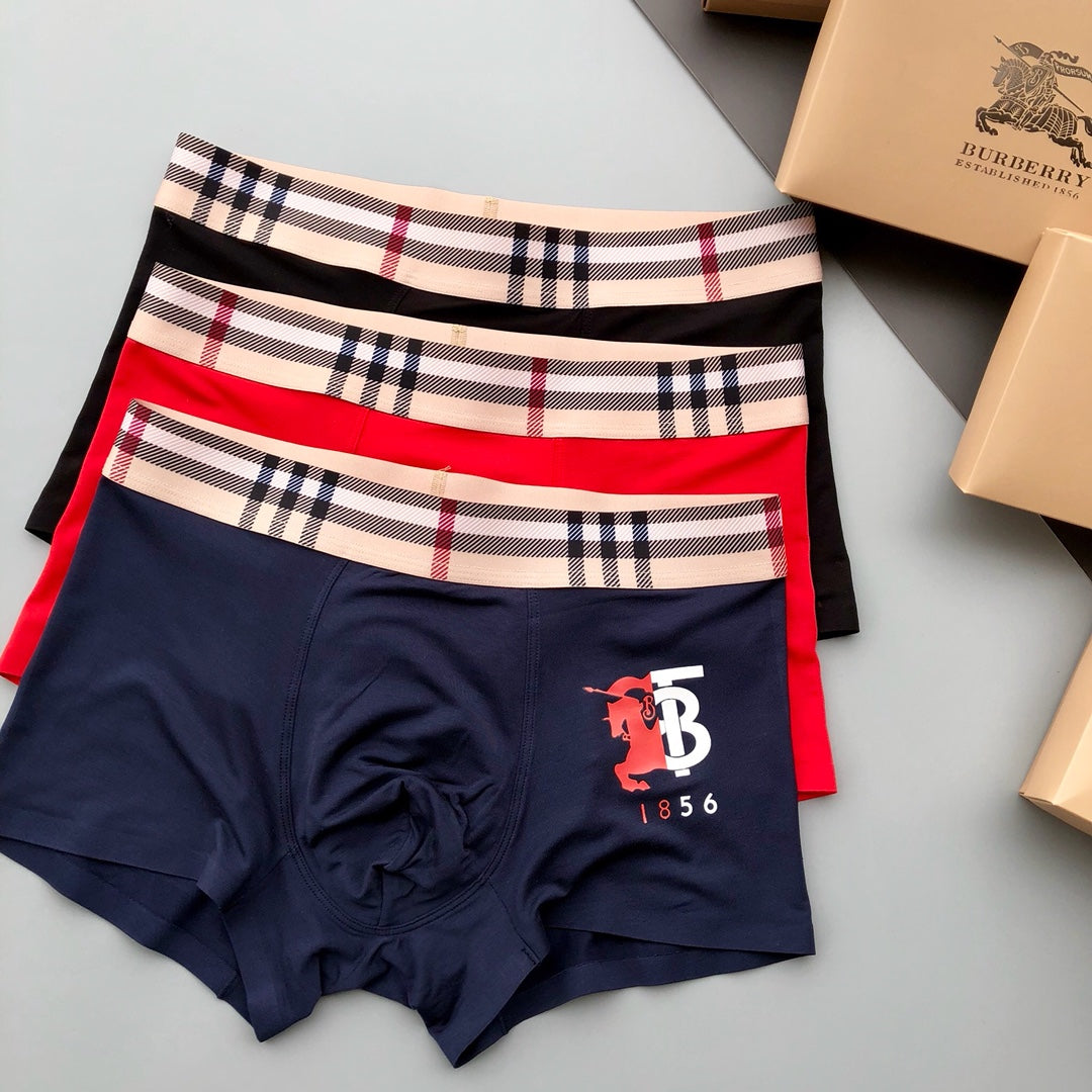 Burberry Red Black Navy Ornamental B Boxer Briefs, image 3