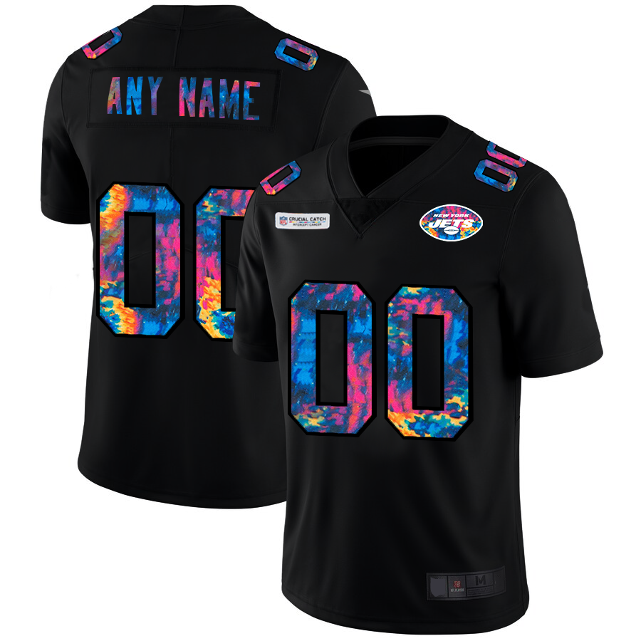 Custom1 New York Jets Multi-Color Black 2020 Crucial Catch Vapor Untouchable Limited Jerseys American Stitched Jerseys Football Jerseys