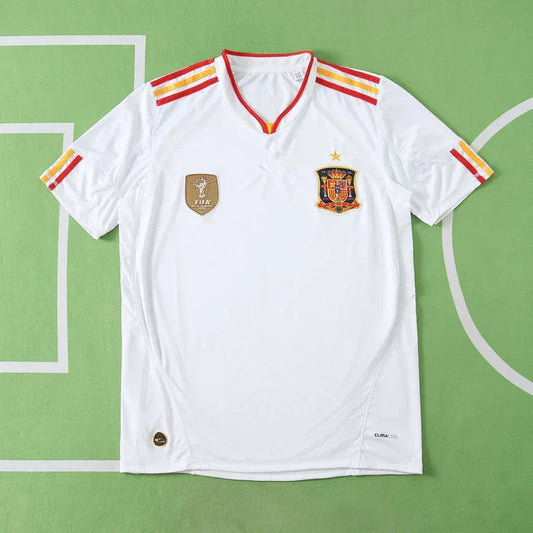Spain National Team 2010 World Cup Away Retro Fan Jersey – White | Adidas | FIFA World Champions Badge