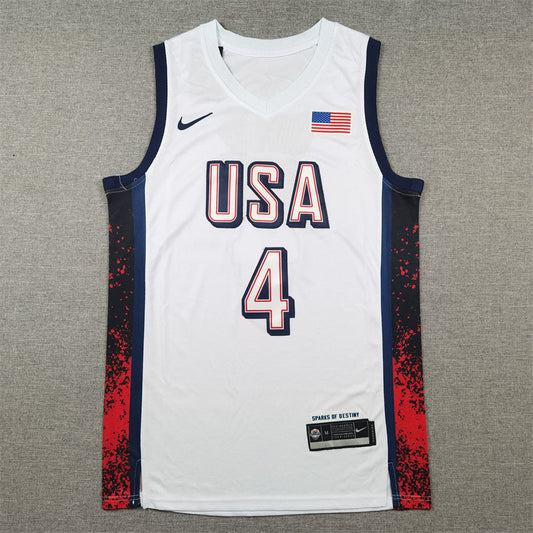 Stephen Curry #4 2024 Paris Olympics USA Basketball Dream Team White "Sparks of Destiny" Home Authentic Player Jersey