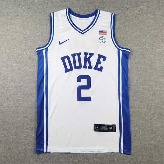 Cooper Flagg #2 Duke Blue Devils White Game Replica Basketball Jersey – NCAA ACC Away