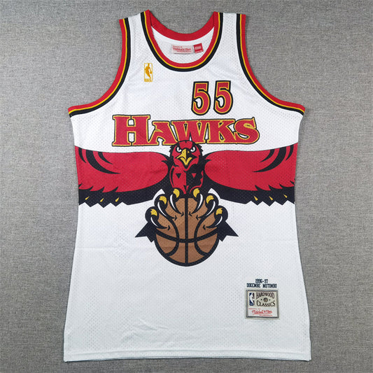 Men's Atlanta Hawks Dikembe Mutombo #55 White 1996-97 Hardwood Classics Swingman Jerseys