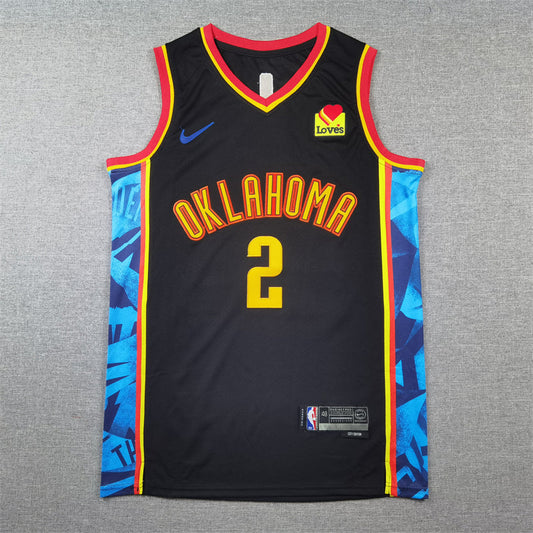 Men's Oklahoma City Thunder Shai Gilgeous-Alexander #2 Black 2024/25 Swingman Player Jerseys - City Edition