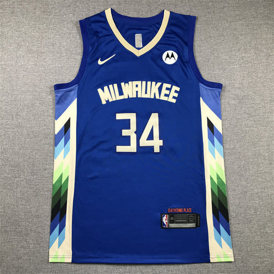 Men's Milwaukee Bucks Giannis Antetokounmpo #34 Royal 2022/23 Swingman Jerseys - City Edition