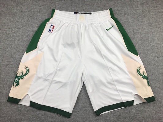Men's Milwaukee Bucks White Basketball Shorts1