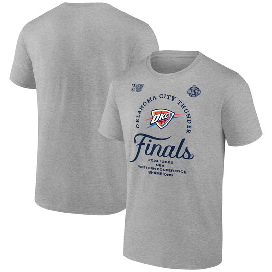 Men's Oklahoma City Thunder Fanatics Heather Gray 2025 Western Conference Champions Locker Room T-Shirt