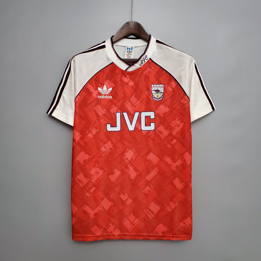 Arsenal 1990-92 Home Retro Jersey – Classic Adidas Red Diamond Jacquard JVC Kit