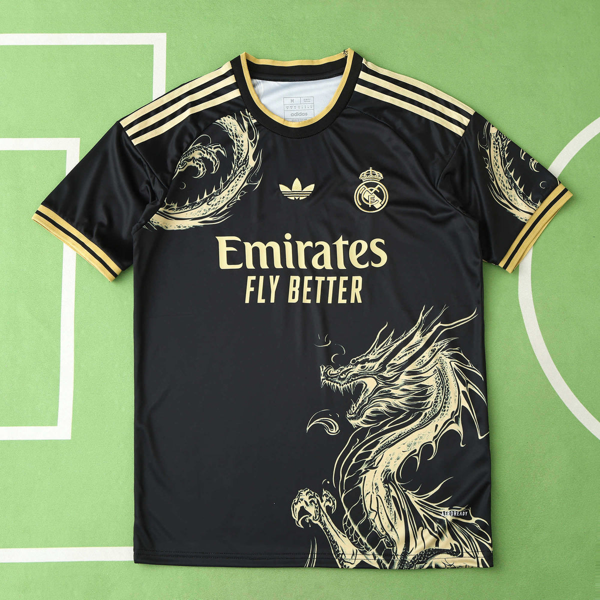 Real Madrid 2024/25 Chinese Dragon Special Edition Jersey – Black Gold Adidas Fan Version