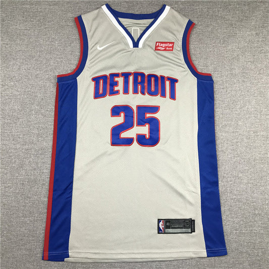 Men's Detroit Pistons Derrick Rose #25 Silver Swingman Jerseys