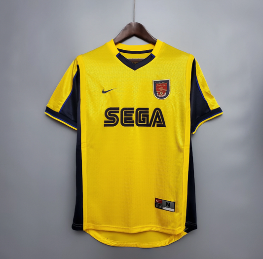 Arsenal 1999-2000 Away Jersey – Yellow Nike SEGA Retro Premier League Football Shirt | Bergkamp Henry Vieira Overmars Ljungberg Classic Gunners Kit