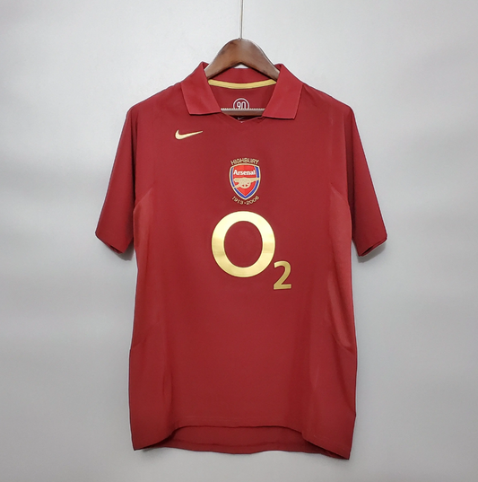 Arsenal 2005-06 Highbury Farewell Home Retro Jersey – Nike Burgundy Gold O2 Kit | Highbury 1913-2006 Commemorative Edition