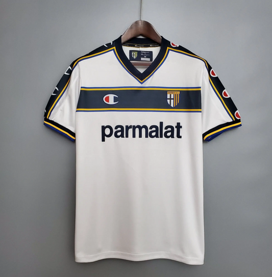Parma AC 2002-03 Away Jersey – White Champion Parmalat Retro Serie A Football Shirt | Nakata Adriano Gilardino