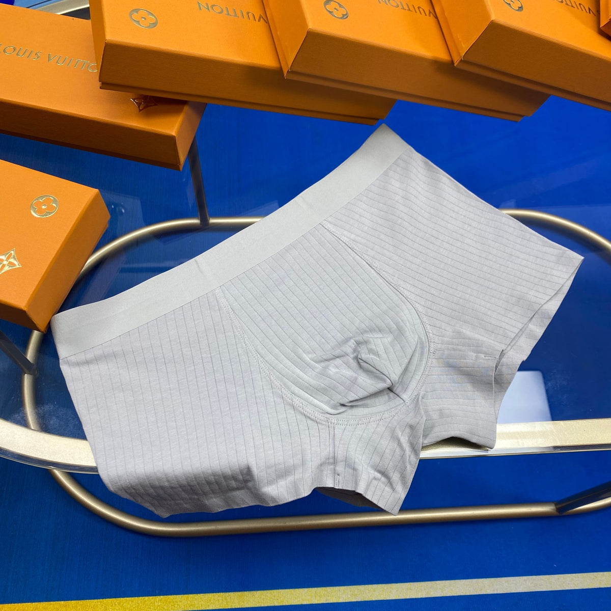 Louis Vuitton Blue Grey Round Shield Motif Boxer Briefs, image 8