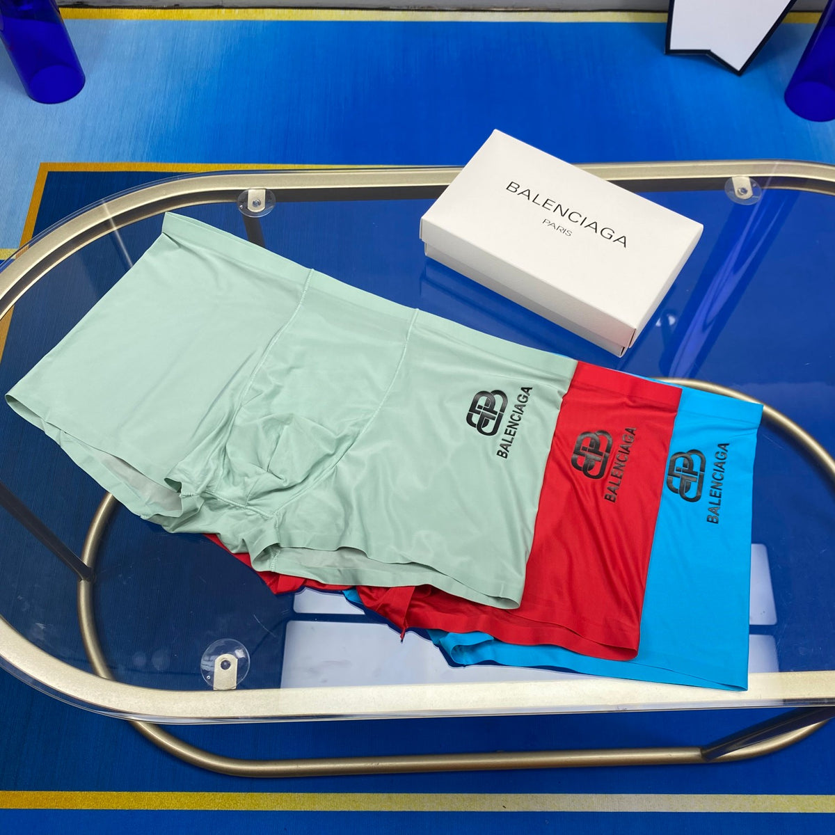 Balenciaga Mint Red Blue Small BB Motifs Boxer Briefs, image 1