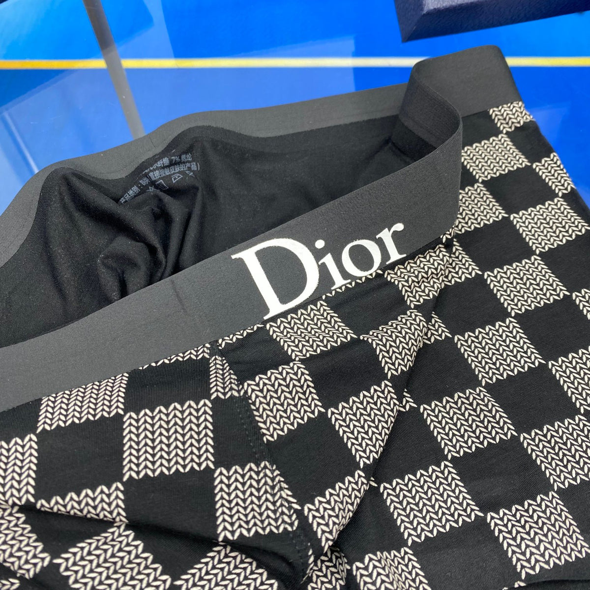 Dior White Grey Checkerboard Pattern Boxer Briefs, image 7