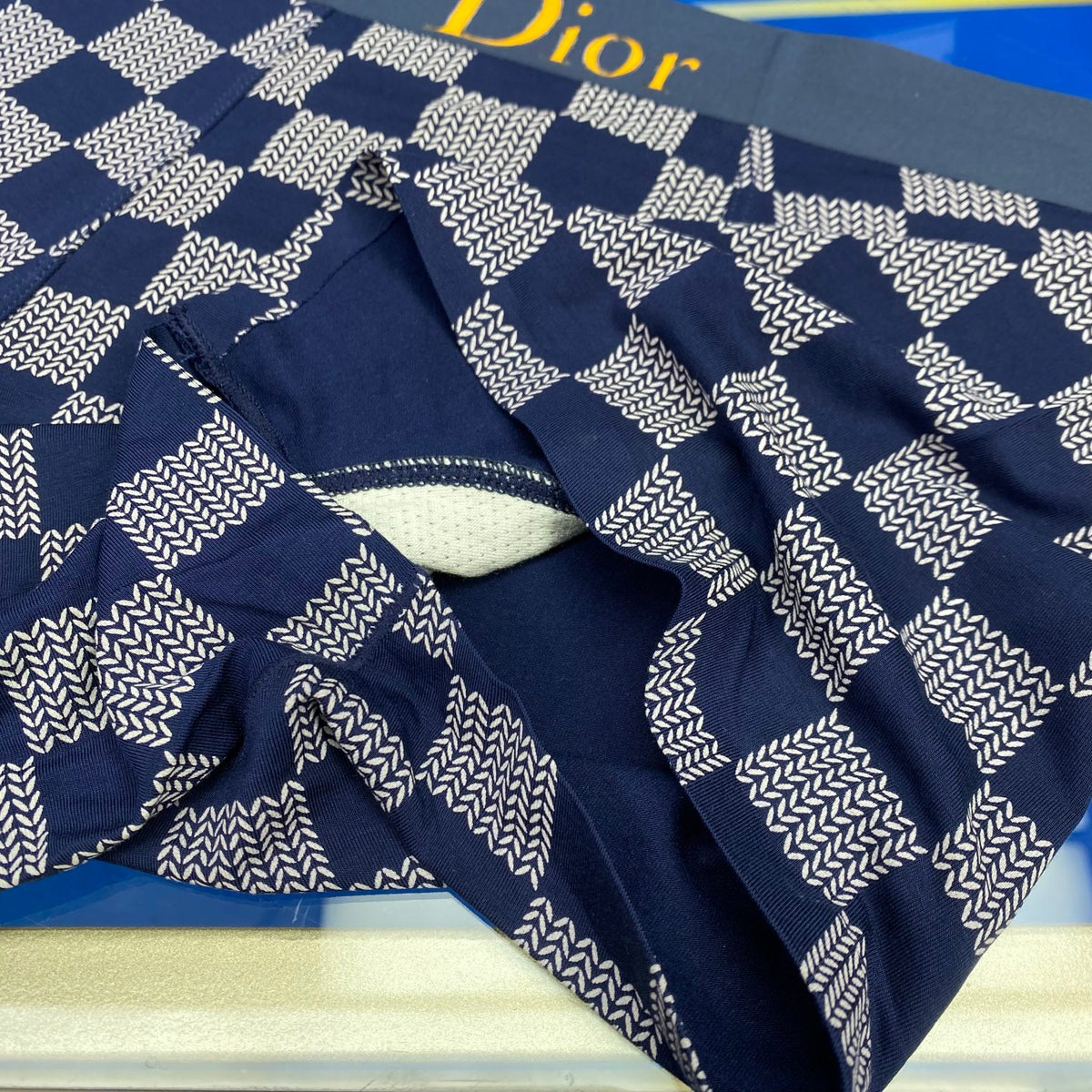 Dior White Grey Checkerboard Pattern Boxer Briefs, image 8