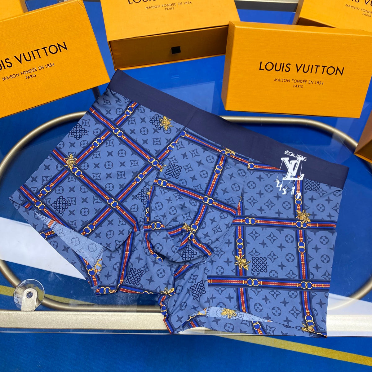 Louis Vuitton Blue Grey Dense Small Figures Boxer Briefs, image 3