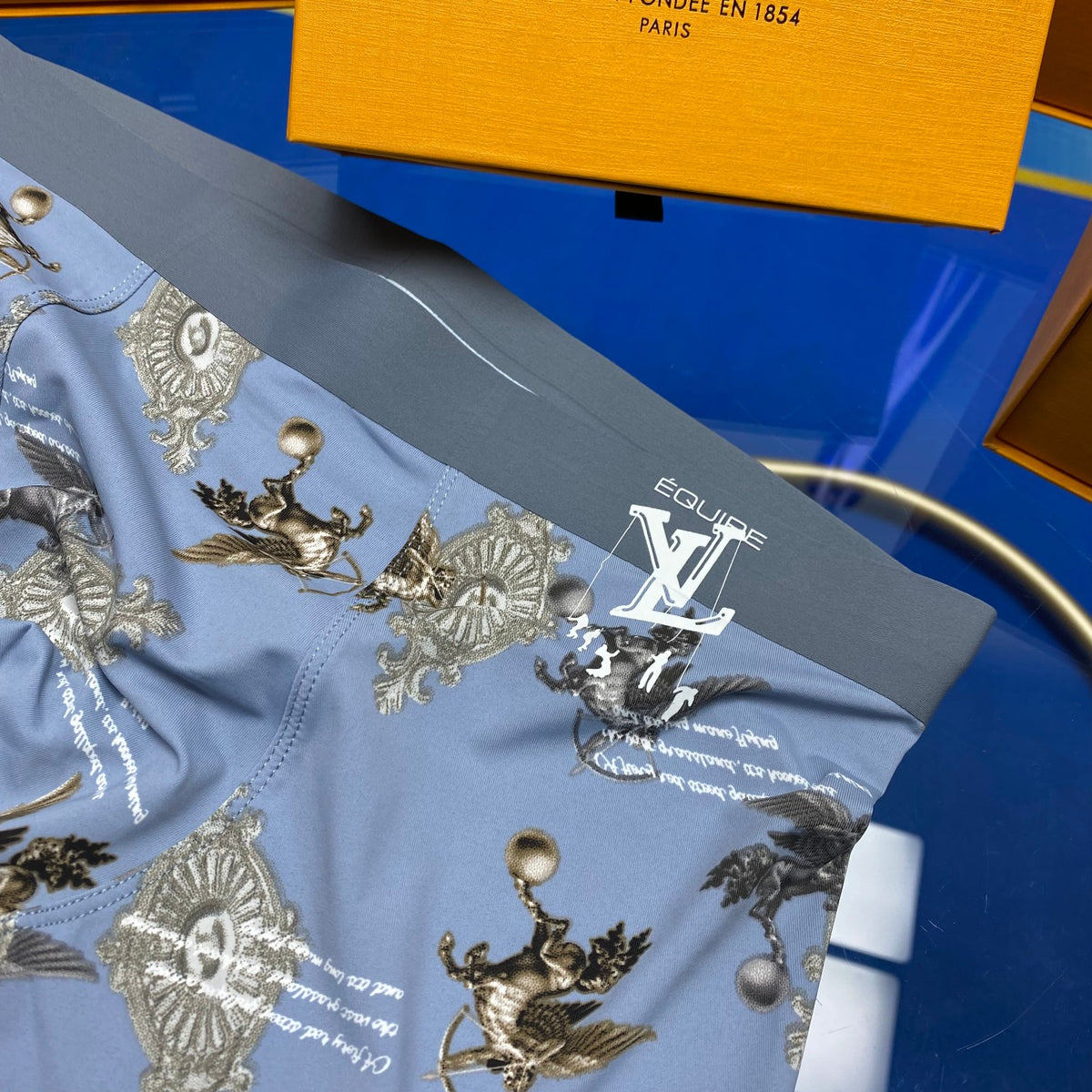 Louis Vuitton Blue Grey Dense Small Figures Boxer Briefs, image 7