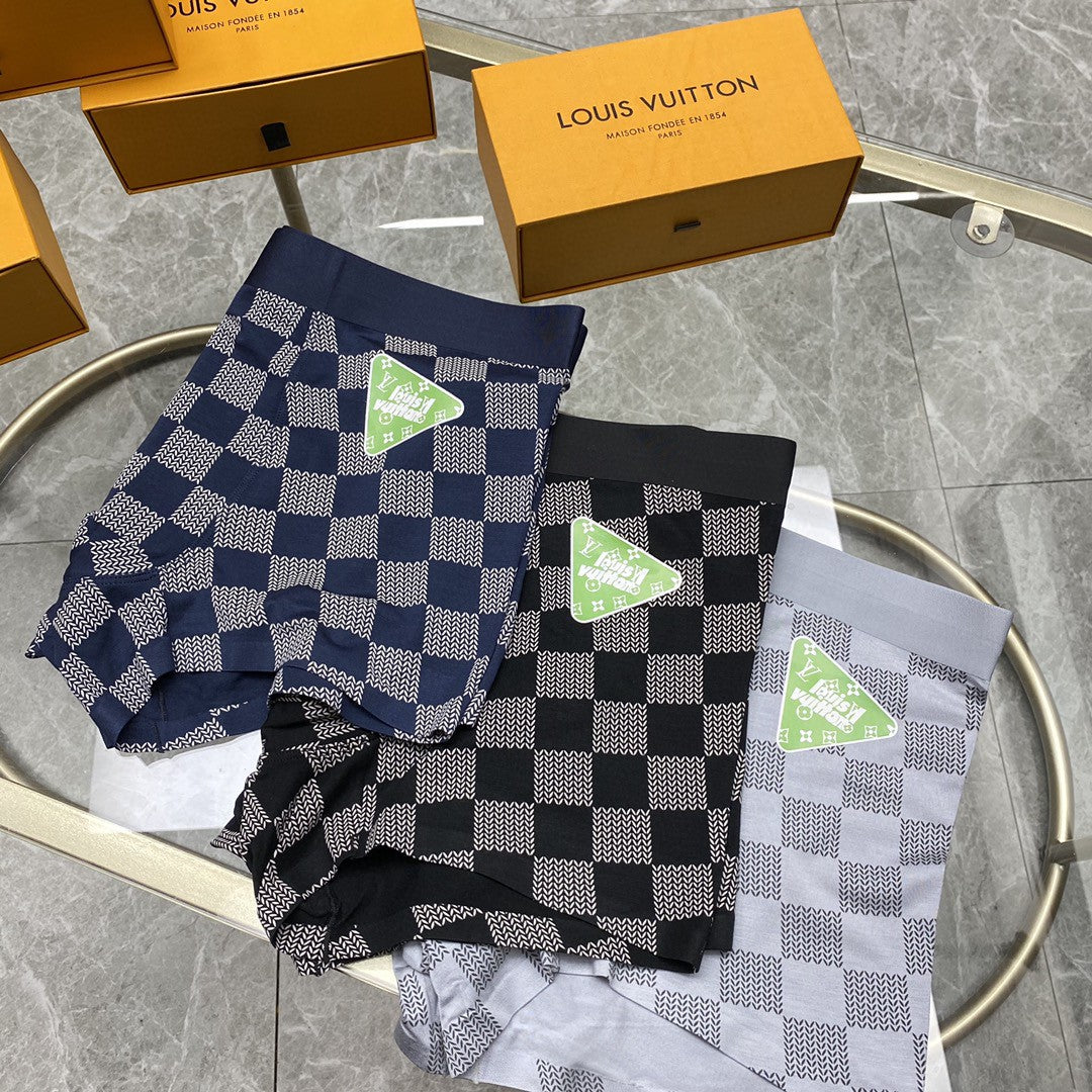 Louis Vuitton Grey Checkerboard Small Bright Flower Boxer Briefs, image 11