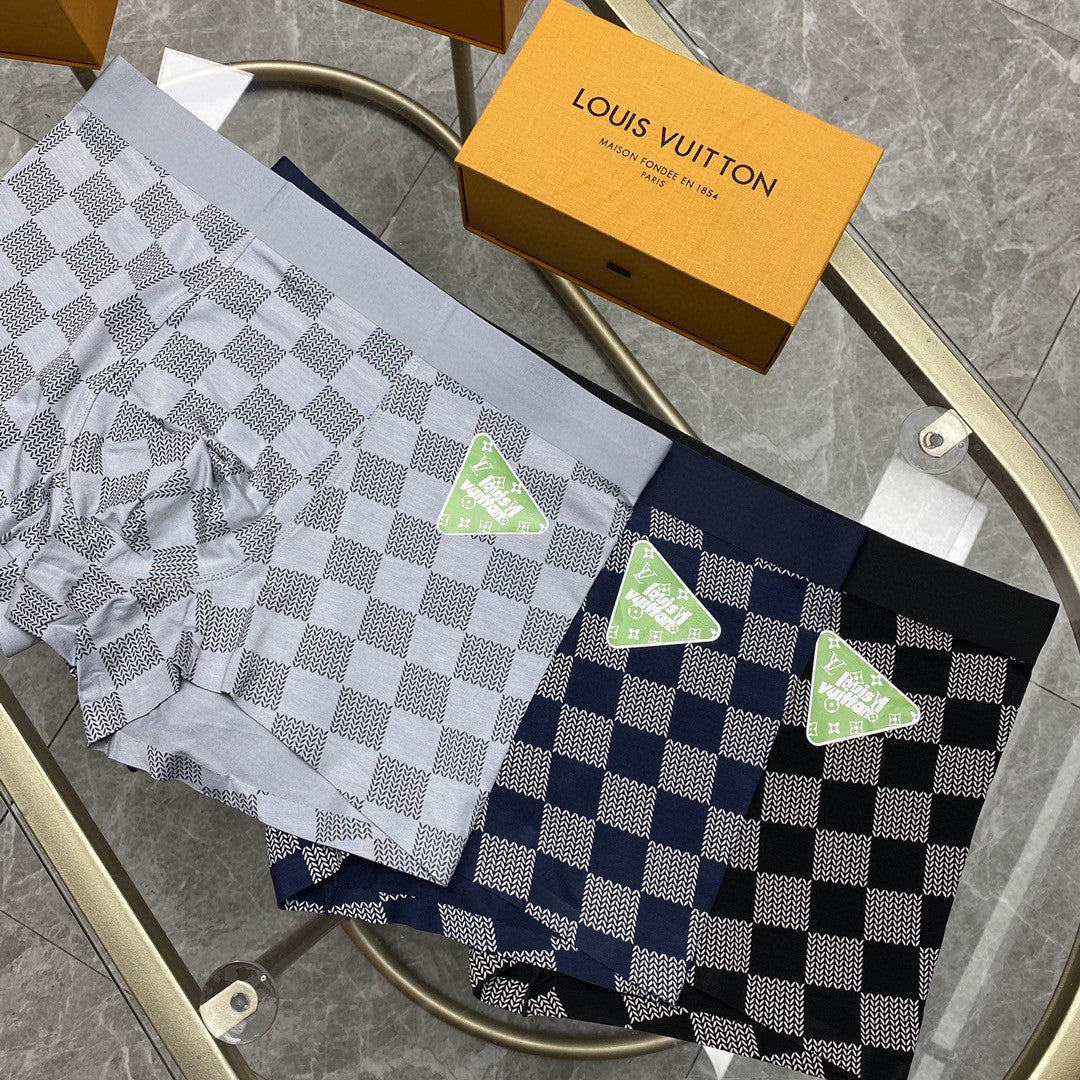 Louis Vuitton Grey Checkerboard Small Bright Flower Boxer Briefs, image 12