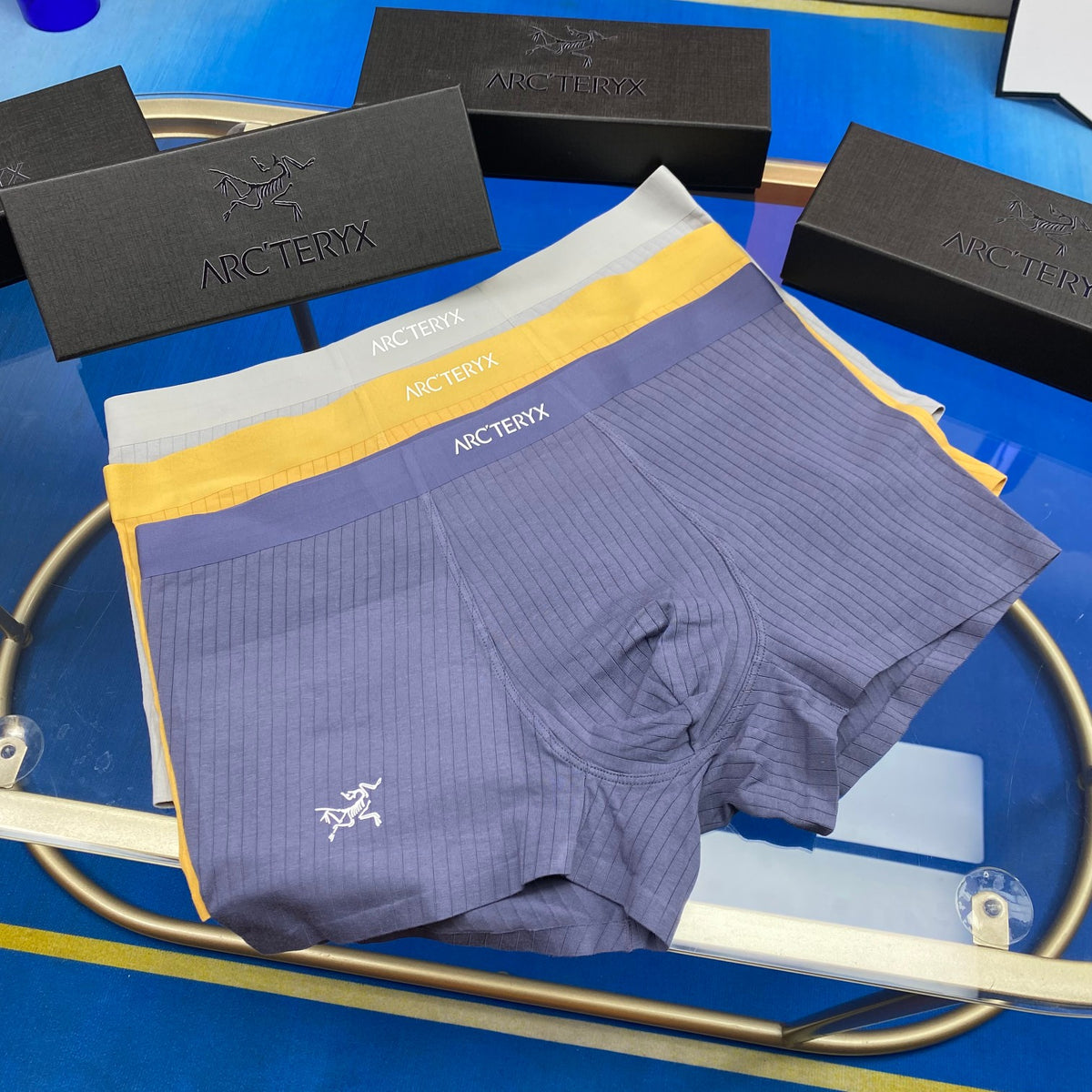 Arc'teryx Grey Blue Yellow White Waist Boxer Briefs, image 1