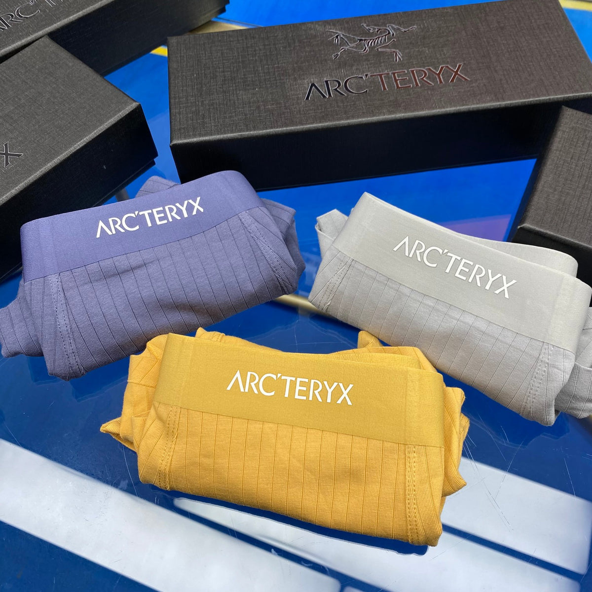 Arc'teryx Grey Blue Yellow White Waist Boxer Briefs, image 2