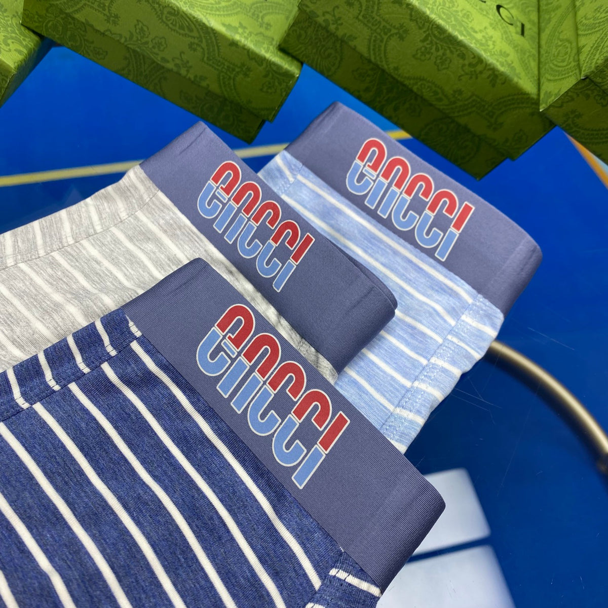 Gucci Blue Grey Boxed Waist Letters Boxer Briefs, image 3