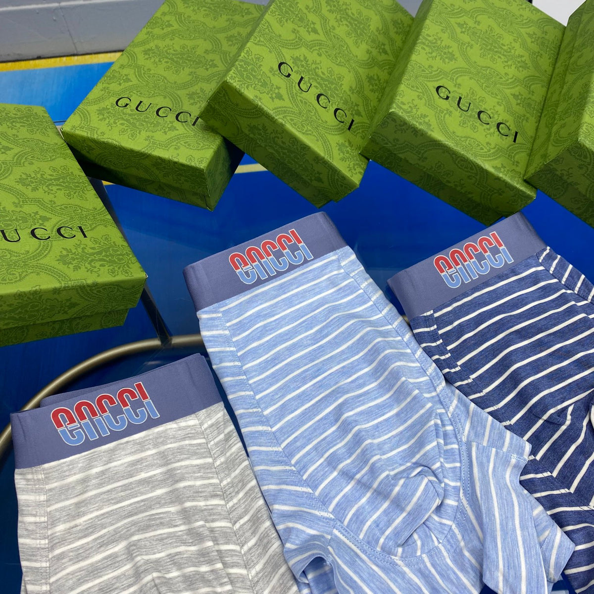 Gucci Blue Grey Boxed Waist Letters Boxer Briefs, image 7