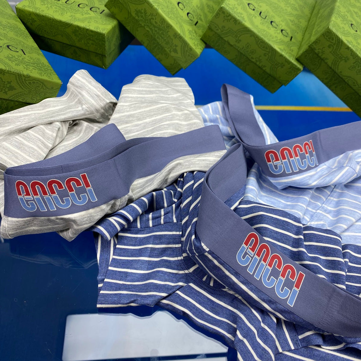 Gucci Blue Grey Boxed Waist Letters Boxer Briefs, image 8