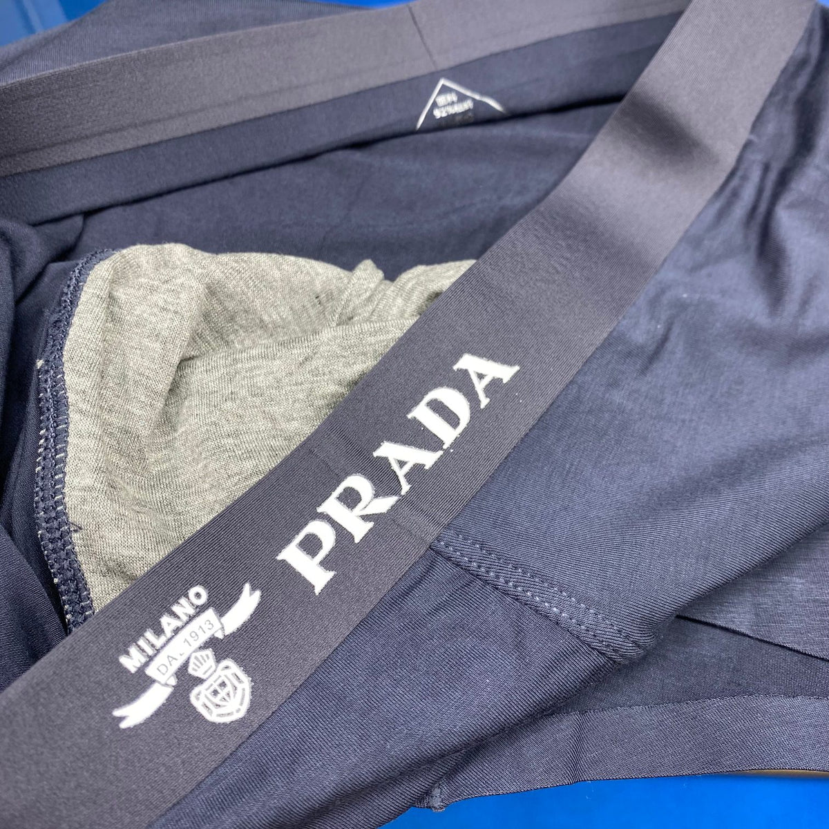 Prada Blue Grey Broad Letter Waist Boxer Briefs, image 7
