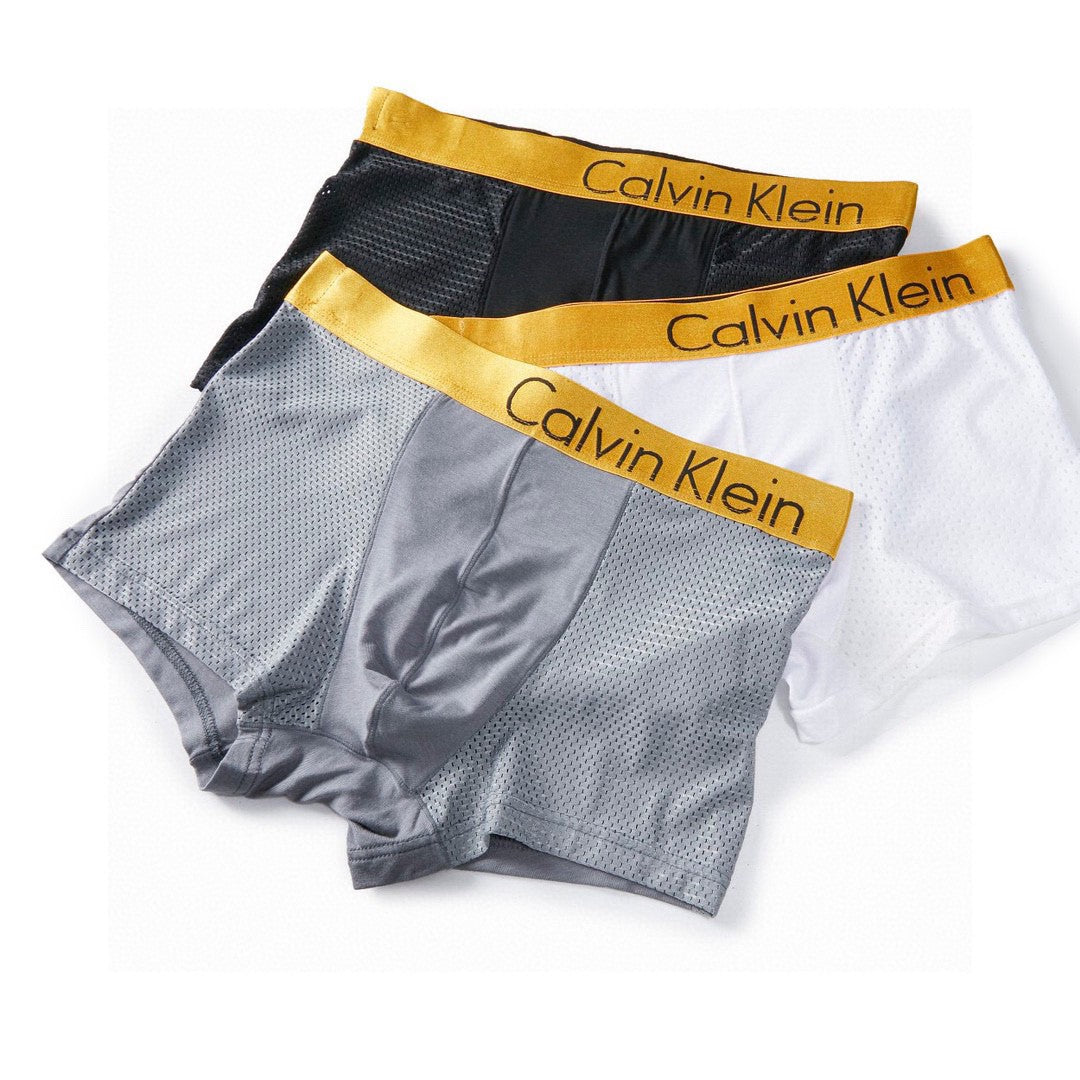 Calvin Klein Yellow Grey Folded Lettering Boxer Briefs, image 2