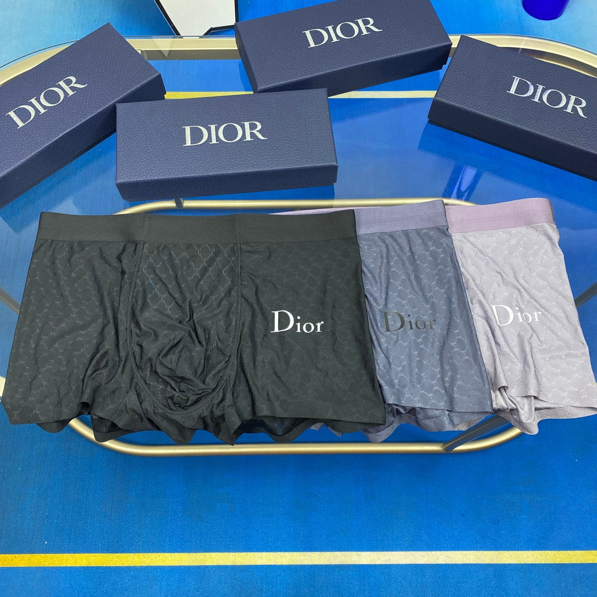 Dior Boxed Grey Blue Green Wordmarks Boxer Briefs, image 2