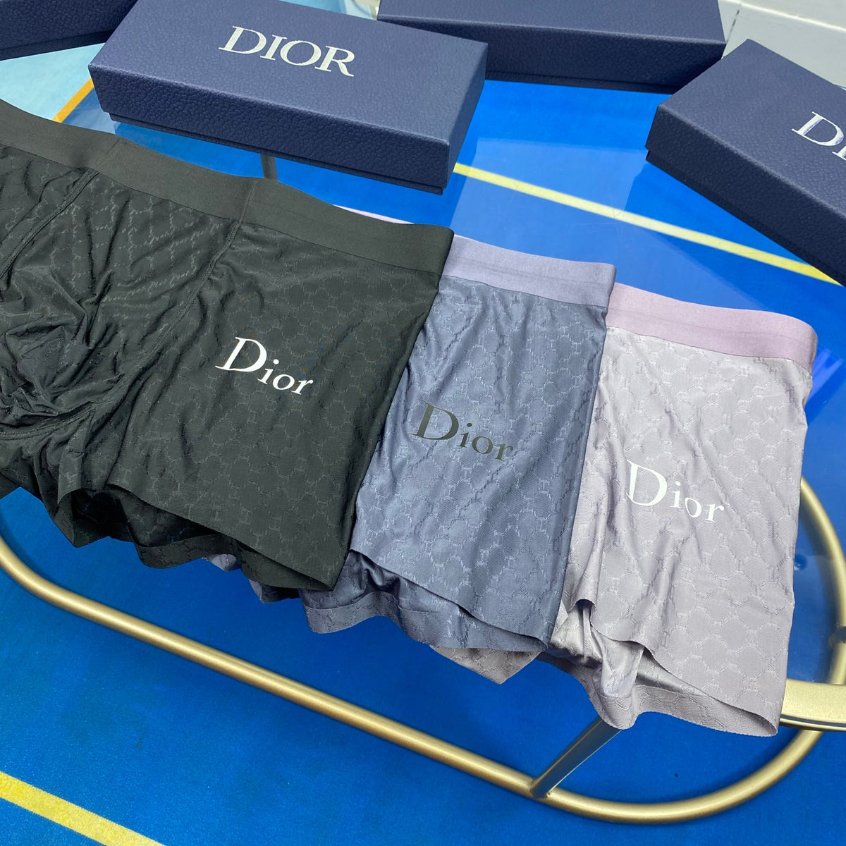 Dior Boxed Grey Blue Green Wordmarks Boxer Briefs, image 9
