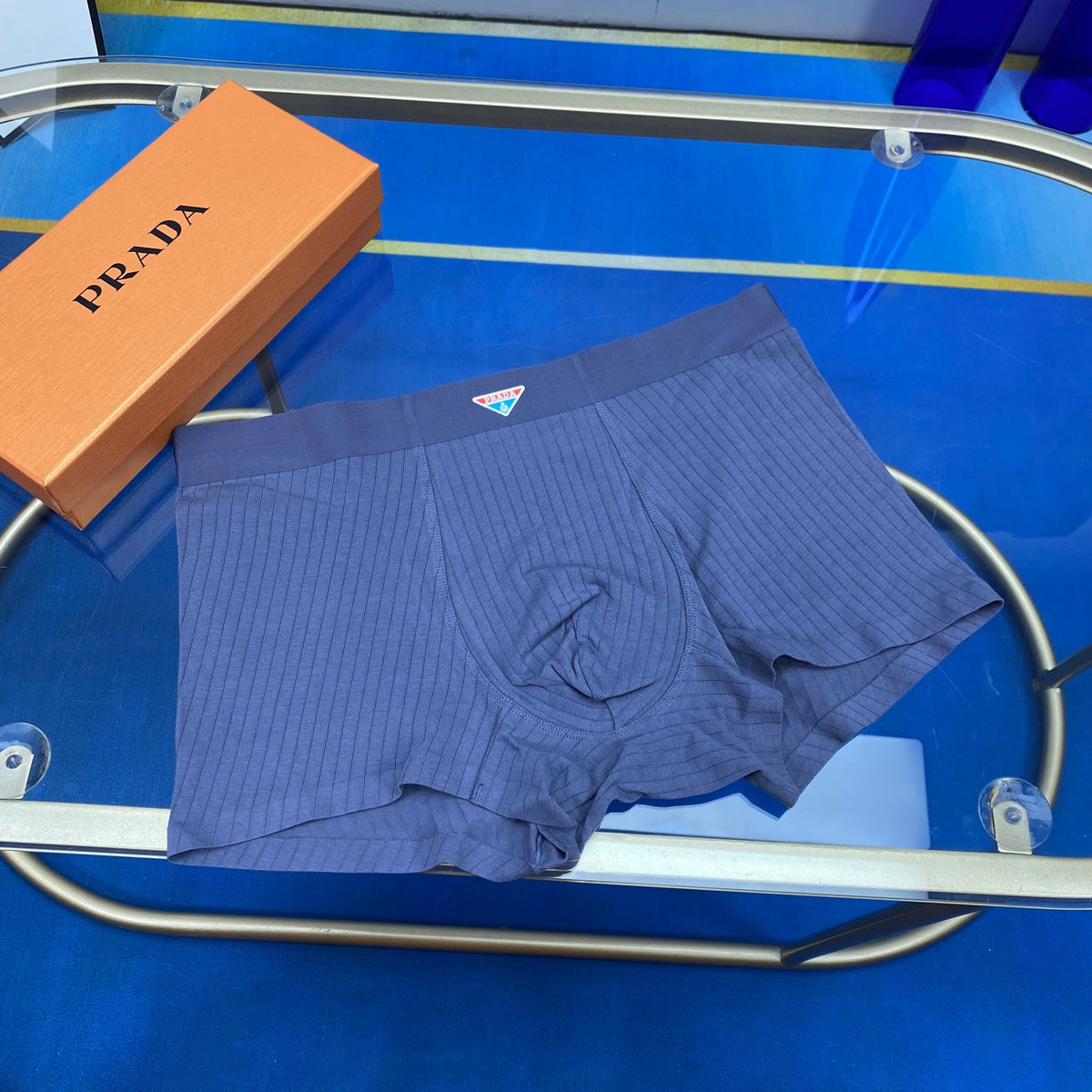 Prada Blue Green Triangle Knit Panels Boxer Briefs, image 6