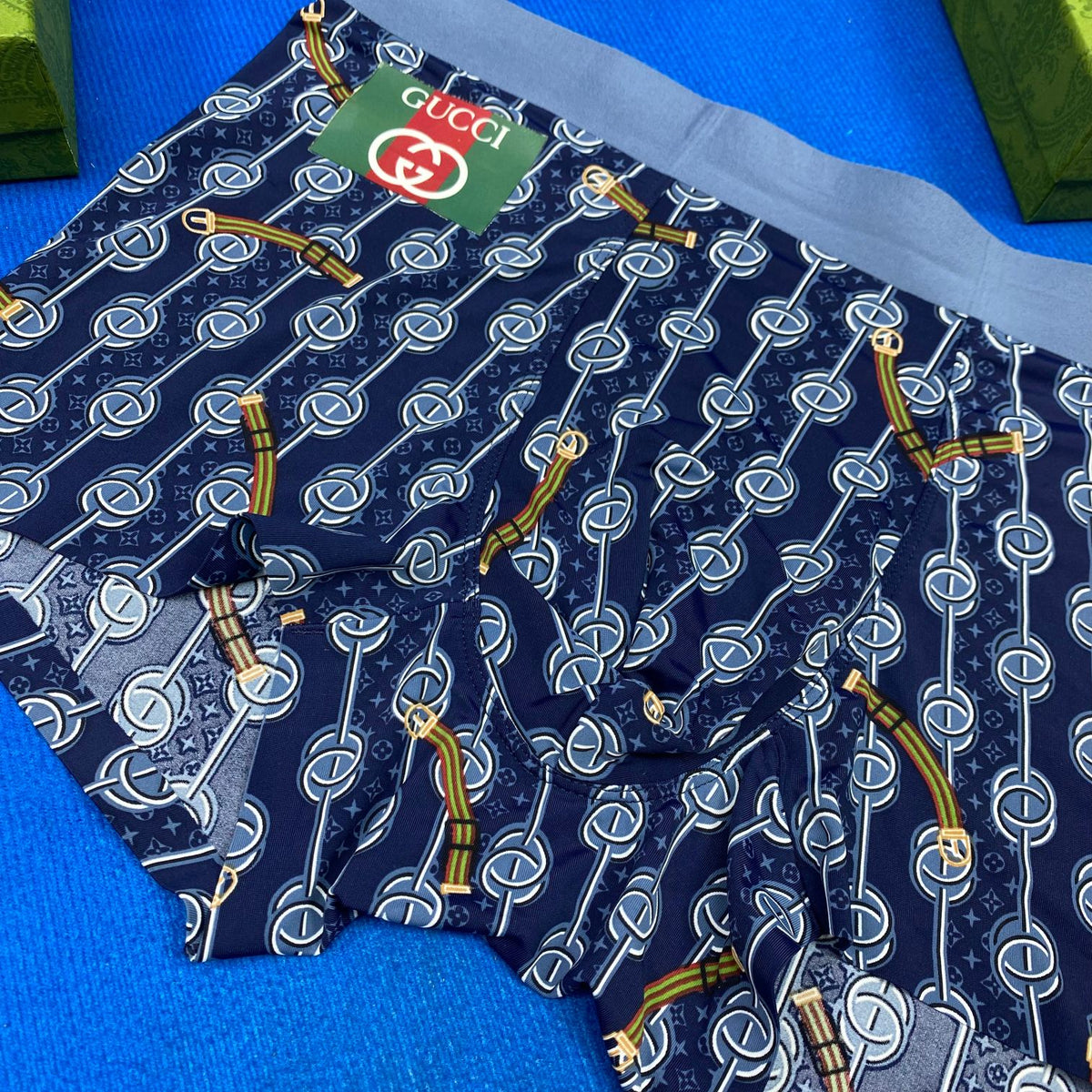 Gucci Blue Dense Pattern Folded Stack Boxer Briefs, image 6