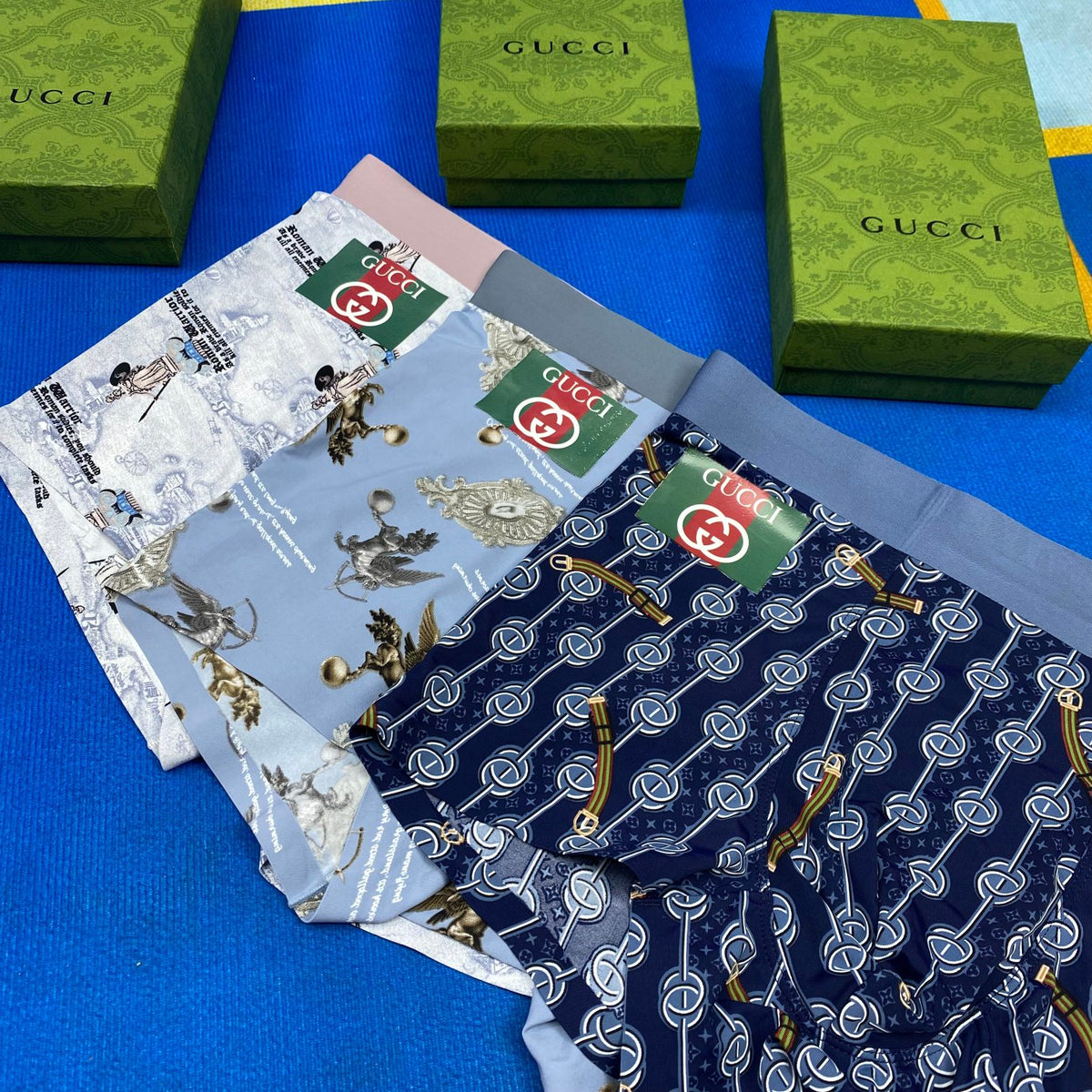 Gucci Blue Dense Pattern Folded Stack Boxer Briefs, image 9