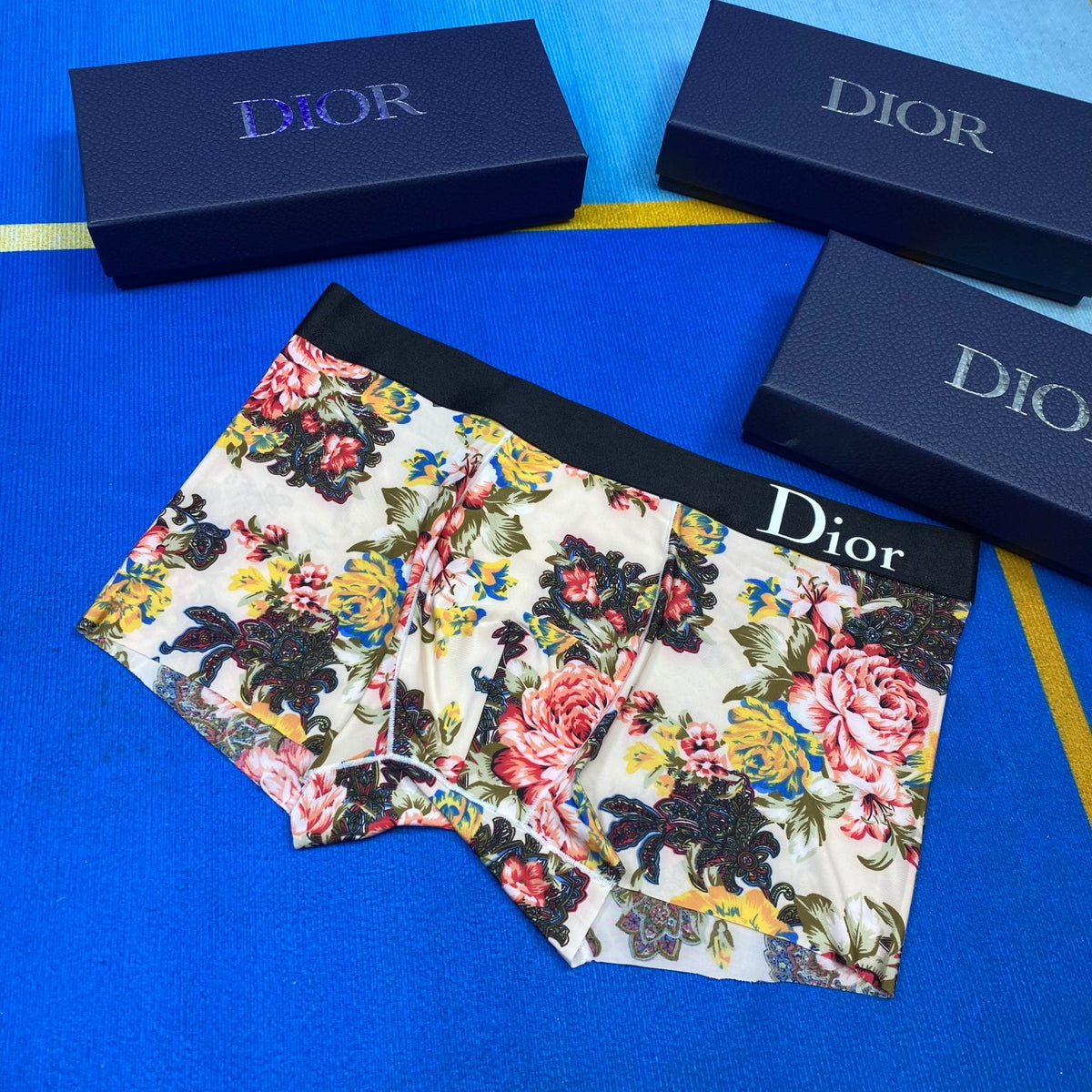 Dior Black Bright Dense Floral Print Boxer Briefs, image 3