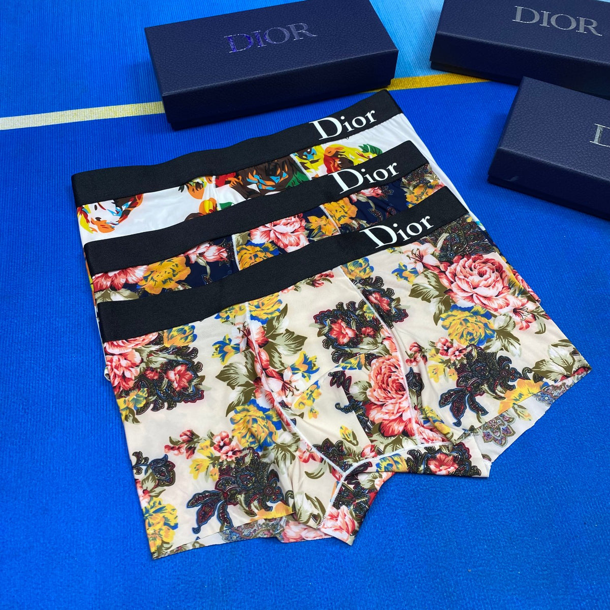 Dior Black Bright Dense Floral Print Boxer Briefs, image 7