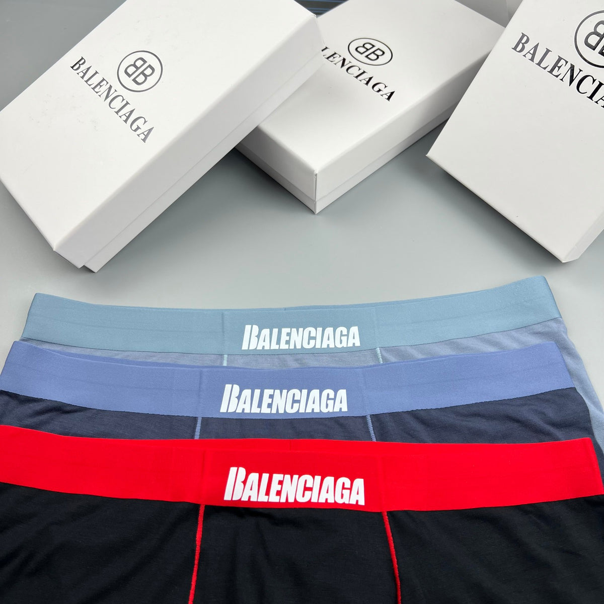 Balenciaga Black Red Contrast Waist Seam Boxer Briefs, image 6